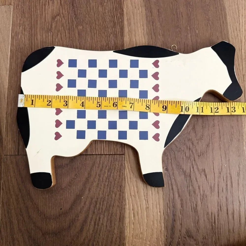 Vintage 80s 90s Cow Heart Country Kitchen Folk Art Plaque 14”x8.5”